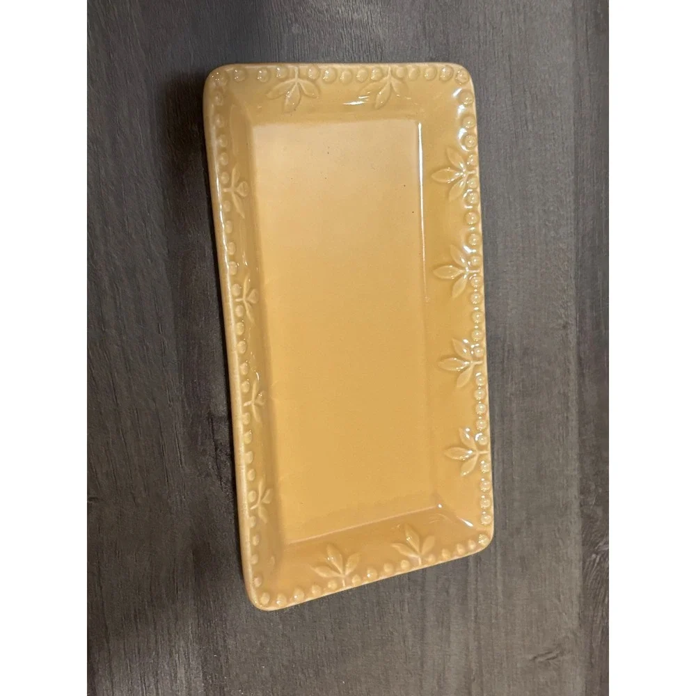 Signature Housewares Sorrento Gold Butter Dish Debby Segura Stoneware